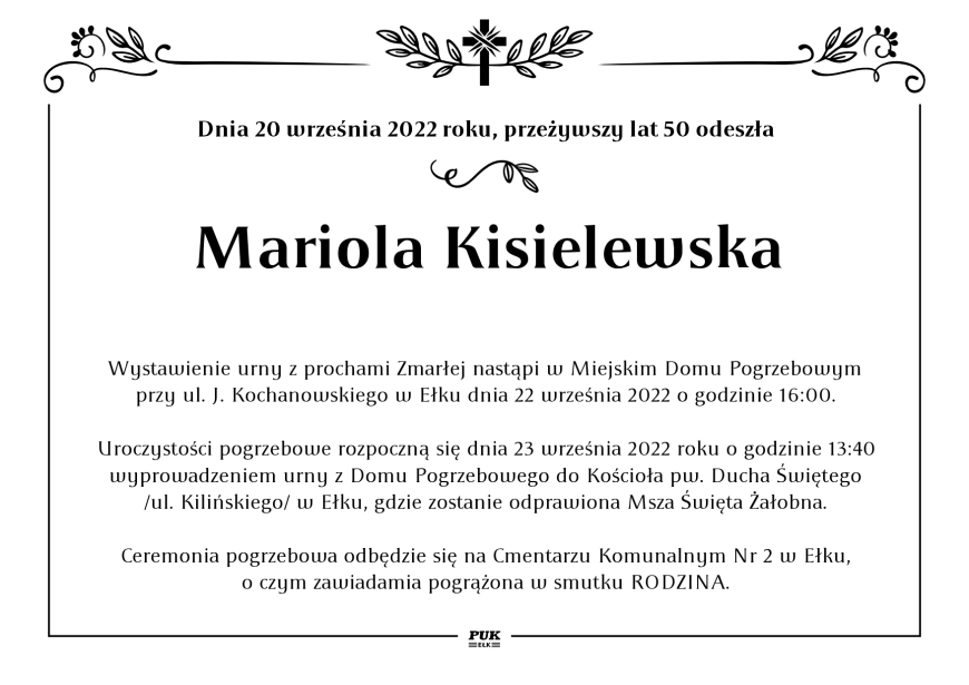 Mariola Kisielewska - nekrolog